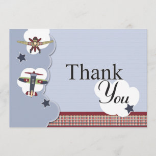 Vintage Aeroplane Baby Shower Thank You Card