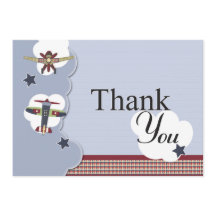 Vintage Aeroplane Baby Shower Thank You