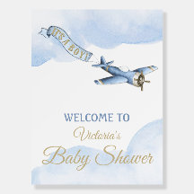 Vintage Aeroplane Baby Shower Welcome Sign