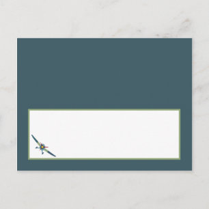 Vintage Aeroplane Baby Shower Writable Place Card