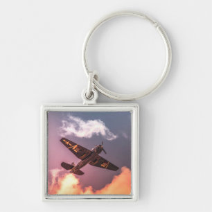 Vintage Aeroplane Beautiful Sky Key Ring