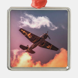 Vintage Aeroplane Beautiful Sky Metal Tree Decoration