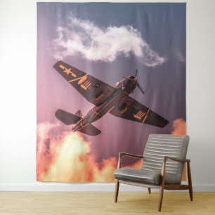 Vintage Aeroplane Beautiful Sky Tapestry
