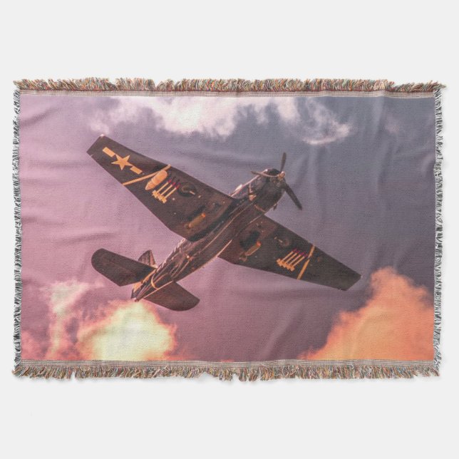 Vintage Aeroplane Beautiful Sky Throw Blanket (Front)