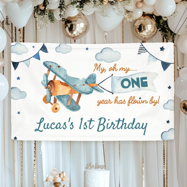 Vintage Aeroplane Birthday Banner Time Flies (Creator Uploaded)