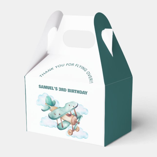 Vintage Aeroplane Birthday Party  Favour Box (Front Side)