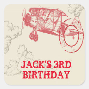 Vintage Aeroplane Birthday Party Stickers