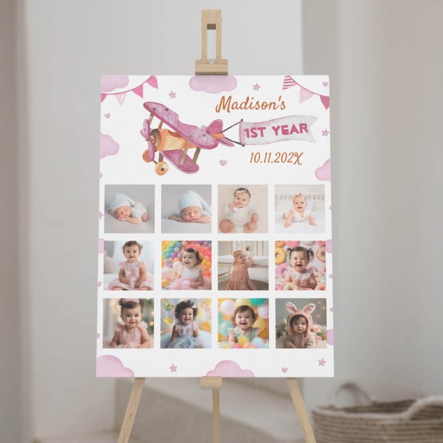 Vintage Aeroplane Birthday Photo Milestone Poster (Creator Uploaded)