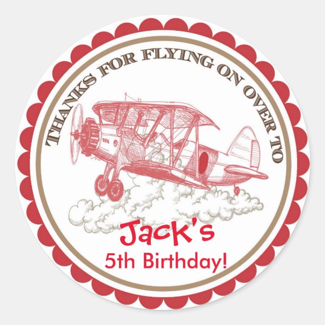 Vintage Aeroplane Birthday Stickers (Front)