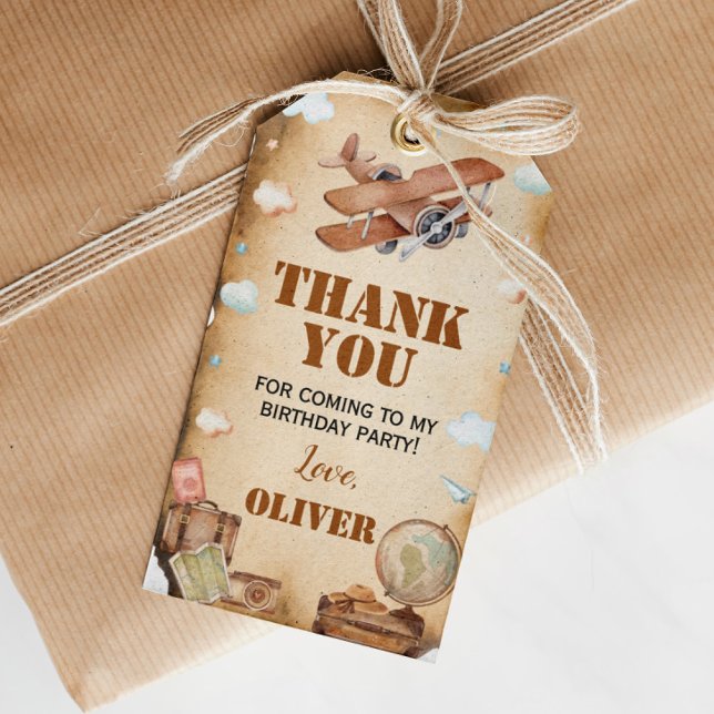 Vintage Aeroplane Birthday Thank You Tag (Creator Uploaded)