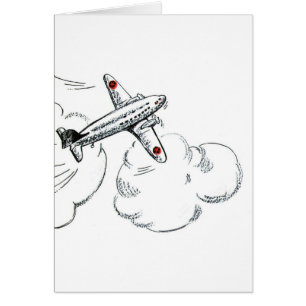 Vintage Aeroplane Black and White Drawing