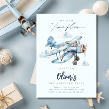 Vintage Aeroplane Blue Travel Boy Birthday Party