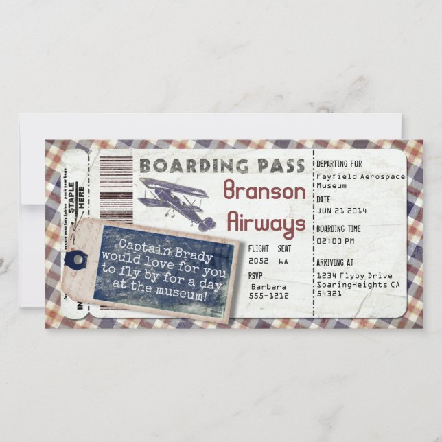 Vintage Aeroplane Boarding Pass 2 (Front)