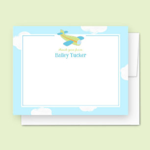 Vintage Aeroplane Boy Baby Shower Stationery Card