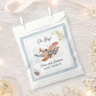 Vintage Aeroplane Boy Travel Baby Shower Favour Bags