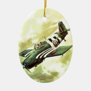Vintage Aeroplane Ceramic Tree Decoration