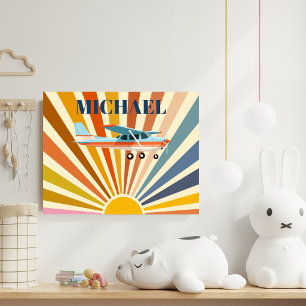 Vintage Aeroplane Cessna Retro Sunset Custom Poster