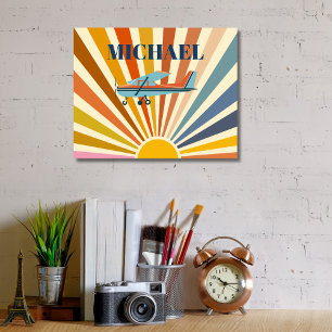 Vintage Aeroplane Cessna Retro Sunset Custom Poster