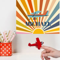 Vintage Aeroplane Cessna Retro Sunset Custom