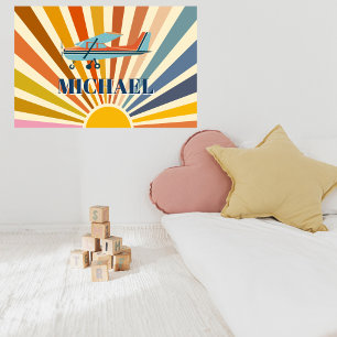 Vintage Aeroplane Cessna Retro Sunset Custom Poster