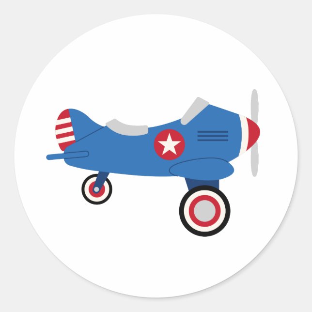 Vintage Aeroplane Classic Round Sticker (Front)