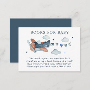 Vintage Aeroplane Clouds Watercolor Books For Baby Enclosure Card