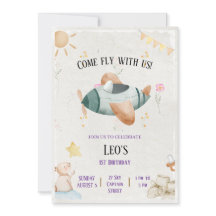 Vintage Aeroplane come fly with us Birthday card