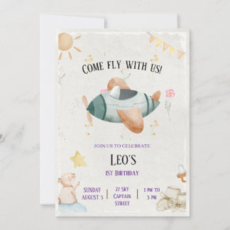 Vintage Aeroplane come fly with us Birthday card