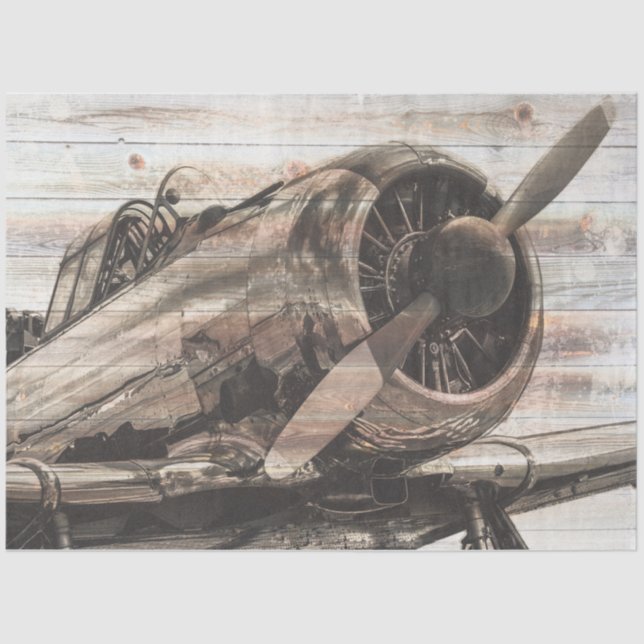 Vintage Aeroplane Decoupage Tissue Paper (Front)
