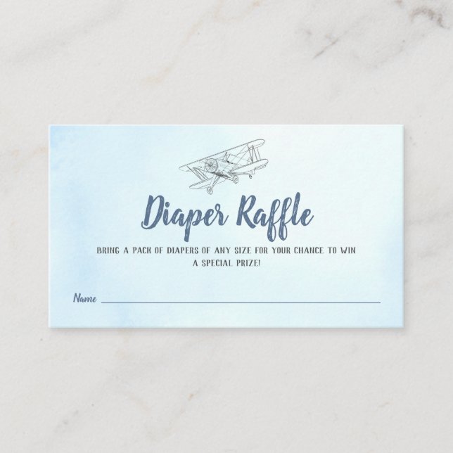 Vintage Aeroplane Diaper Raffle Enclosure Card (Front)