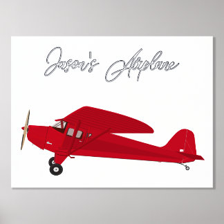 Vintage Aeroplane Drawing Foil Text Print Poster