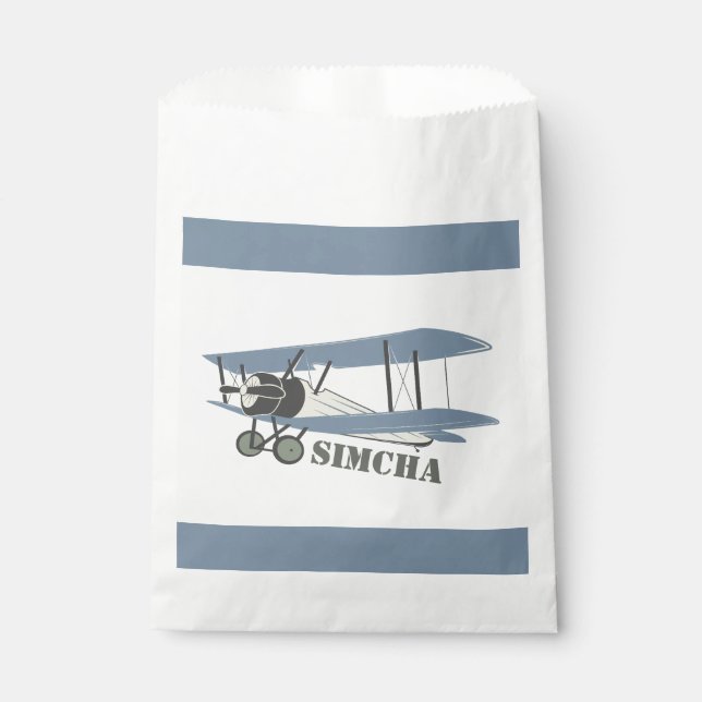 Vintage aeroplane  favour bags (Front)