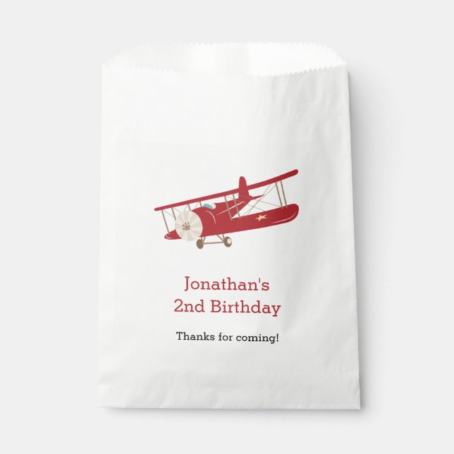 Vintage Aeroplane Favour Bags (Personalised) (Front)
