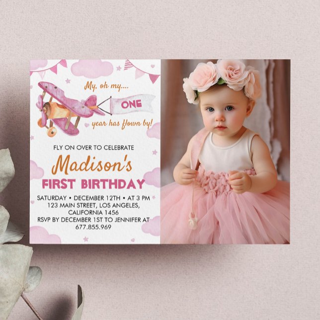 Vintage Aeroplane First Birthday Invitation (Creator Uploaded)
