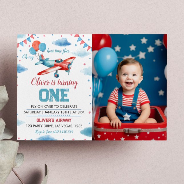 Vintage Aeroplane First Birthday Party Invitation (Creator Uploaded)