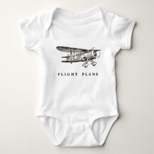 Vintage Aeroplane, Flight Plans Baby Bodysuit