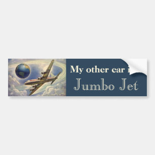 Vintage Aeroplane Flying Around the World in Cloud Bumper Sticker