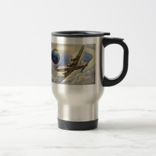 Vintage Aeroplane Flying Around the World in Travel Mug