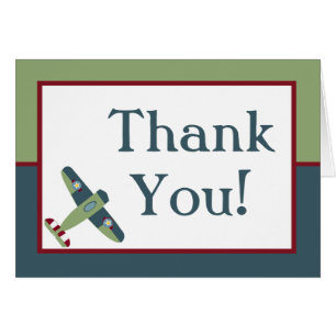 Vintage Aeroplane Folded Thank You Card