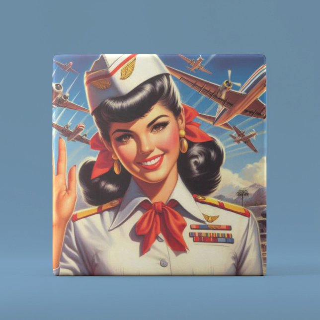 Vintage Aeroplane Girl Tile (Creator Uploaded)