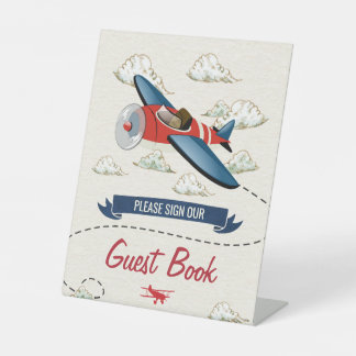 Vintage Aeroplane Guest Book Sign