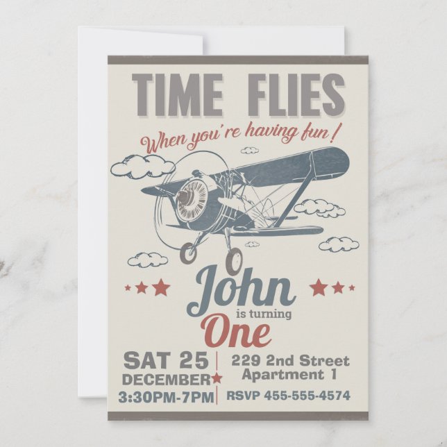 Vintage Aeroplane invitation - Aeroplane invitatio (Front)