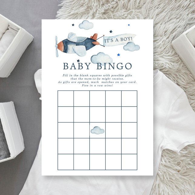 Vintage Aeroplane It's A Boy Baby Bingo Invitation (Creator Uploaded)