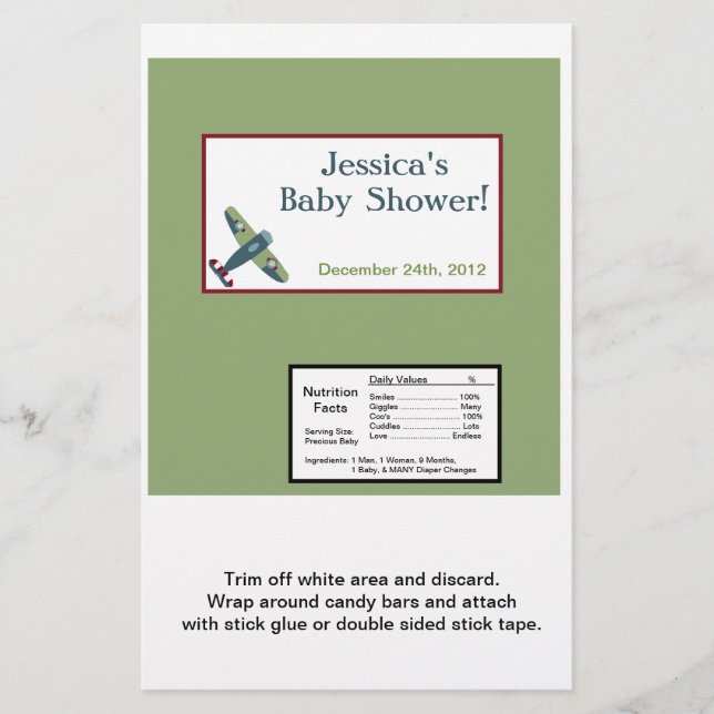 Vintage Aeroplane Large Candy Bar Wrapper (Front)