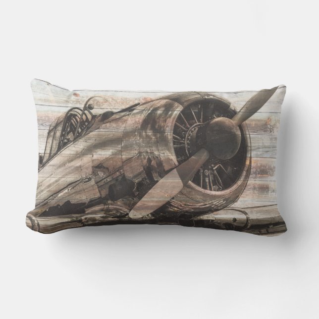 Vintage Aeroplane Lumbar Cushion (Front)