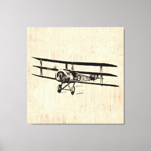 Vintage Aeroplane Old Antique Plane Illustration Canvas Print