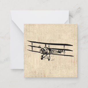 Vintage Aeroplane Old Antique Plane Illustration Card