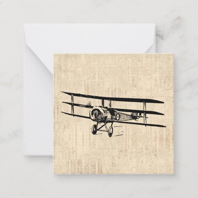 Vintage Aeroplane Old Antique Plane Illustration Card (Front)