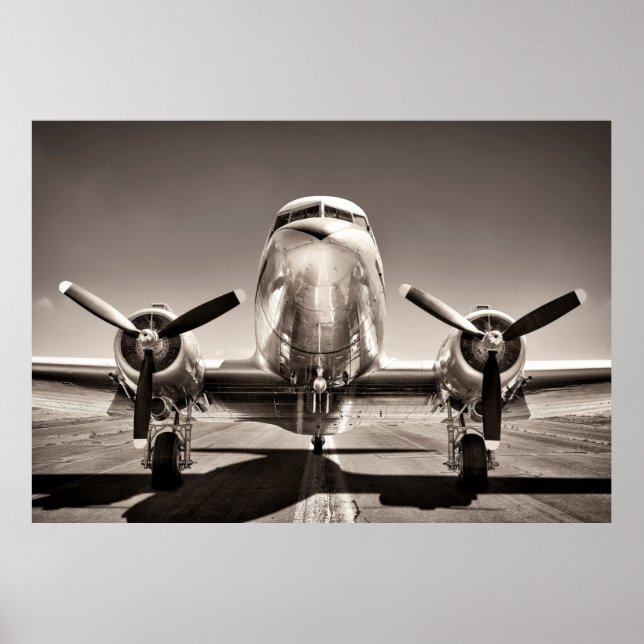 vintage aeroplane on a runway poster (Front)