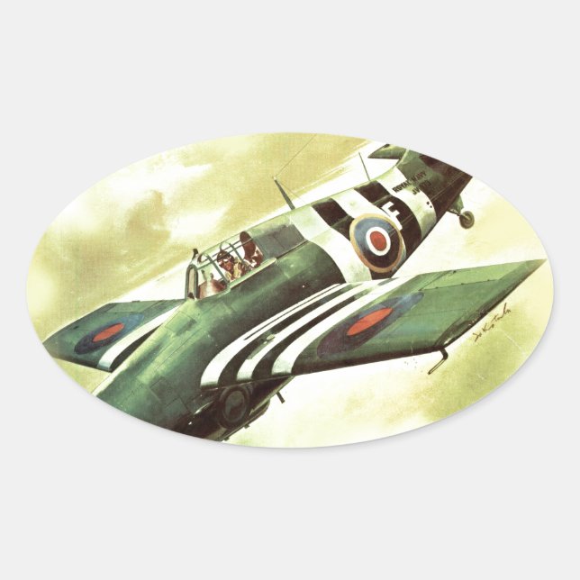 Vintage Aeroplane Oval Sticker (Front)